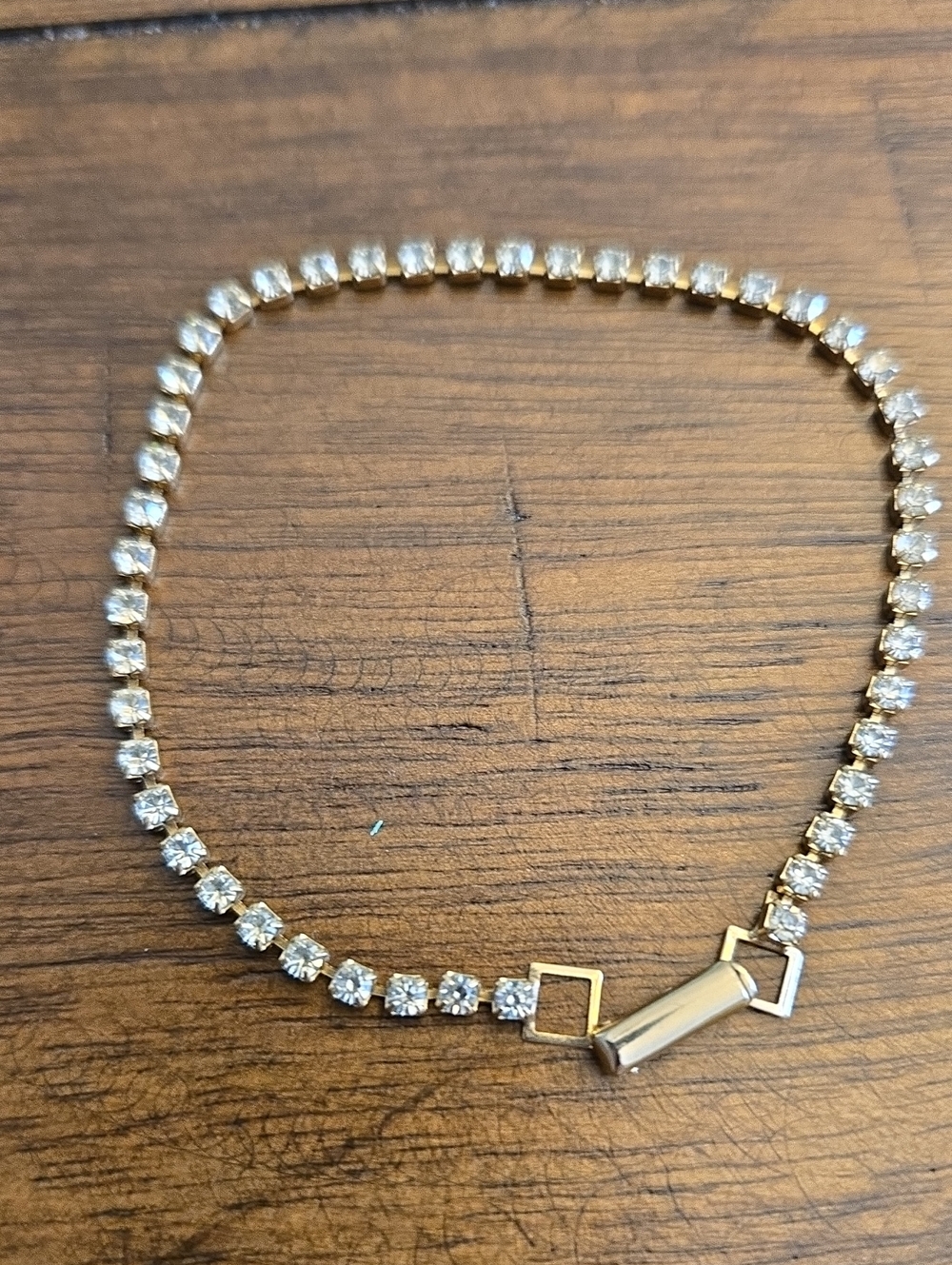 Gold-Tone Crystal Tennis Bracelet Sparkling Clear Stones 7"